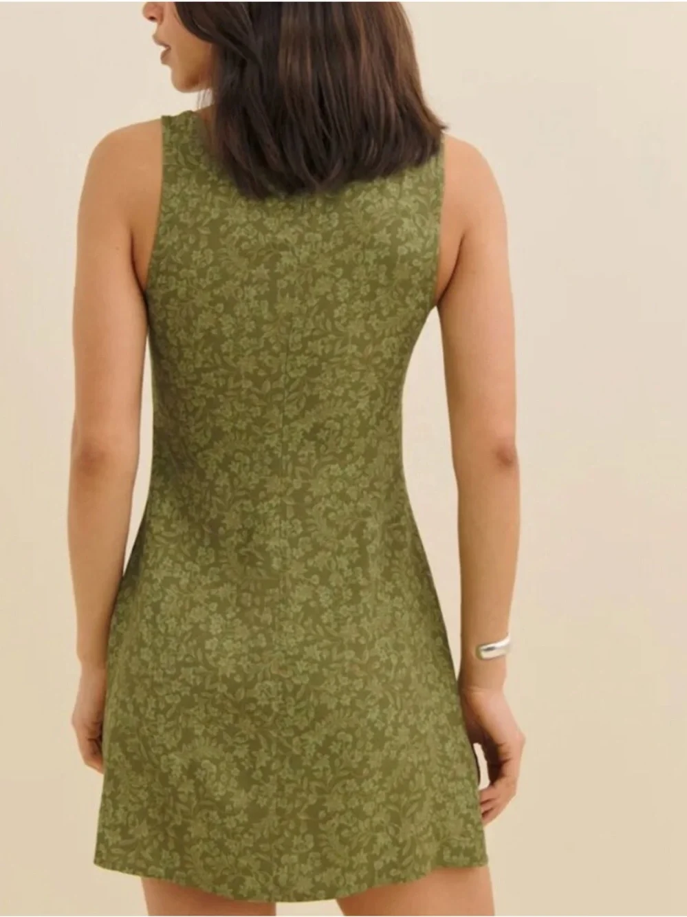Reformation Olive Green Floral Mini Dress